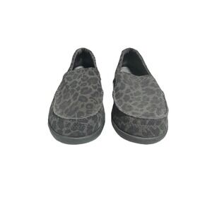 EUC Crocs Walu Suede Slip On Loafer Shoes 9 Leopard Maximalist Neutral Everyday
